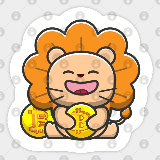 lion huging bitcoin Sticker by fflat hds